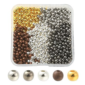 1000Pcs 5 Colors CCB Plastic Beads, Round, Mixed Color, 9.5~10x8.5~9mm, Hole: 1.5mm, 200pcs/color