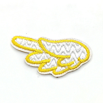 Computerized Embroidery Cloth Iron On/Sew On Patches, Costume Accessories, Left Wing, Gold, 20x39mm