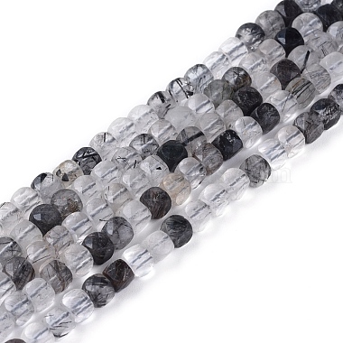 4mm Cube Rutilated Quartz Beads