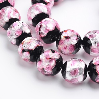 14mm PearlPink Round Silver Foil Beads