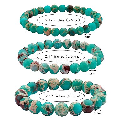Ensemble de bracelets extensibles en perles rondes en jaspe impérial synthétique de taille 3 pièces 3(BJEW-SW00064-32)-7