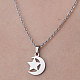 201 Stainless Steel Moon with Star Pendant Necklace(NJEW-OY001-31)-1