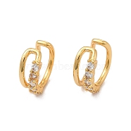 Rack Plating Brass Micro Pave Cubic Zirconia Cuff Earrings, Long-Lasting Plated Jewelry for Women, Cadmium Free & Lead Free, Real 18K Gold Plated, 13x14.5x5mm(EJEW-P221-14G)