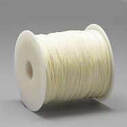 Polyester Cords, Light Goldenrod Yellow, 0.8mm, about 131.23~142.16 yards(120~130m)/roll(OCOR-Q037-34)