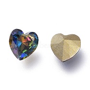 Cubic Zirconia Pointed Back Cabochons, Back Plated, Faceted Heart, Vitrail Rose, 6x6x3mm(ZIRC-H108-08A-001VR)