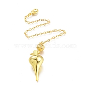 Brass Pointed Dowsing Pendulums, with Lobster Claw Clasps, Teardrop, Golden, 223x2.5mm(KK-K239-03G)
