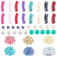 Nbeads DIY Chunky Tube Beads Bracelet Making Kit, Including Porcelain Ceramic & Polymer Clay & Acrylic & Brass Spacer Beads, Natural  Pearl Beads, Elastic Thread, Mixed Color, Tube Beads: 48pcs/set(DIY-NB0006-67)