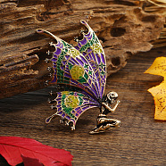 European Style Praying Fairy Enamel Pins, Antique Golden Alloy Brooch for Women's Sweaters Coats, Dark Orchid, 51x33mm(PW-WG96062-01)