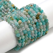 Natural Flower Amazonite Beads Strands, Grade AB, Round, 3~3.5mm, Hole: 0.7mm, about 120~122pcs/strand, 14.96 inch(38cm)(G-A097-B02-02)