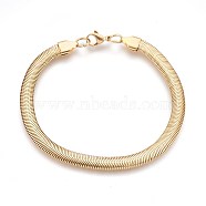 Ion Plating(IP) 304 Stainless Steel Herringbone Chain Bracelets, with Lobster Claw Clasps, Golden, 8-1/4 inch(21cm), 6x2.5mm(BJEW-P235-20G)