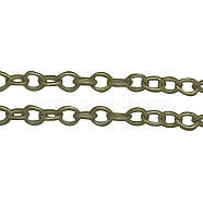 Iron Cable Chains, Unwelded, with Spool, Oval, Lead Free & Nickel Free, Antique Bronze Color, 5x4x1mm, about 164.04 Feet(50m)/roll(003KSF-NFAB)