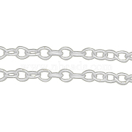 Iron Cable Chains, Unwelded, Oval, Lead Free & Nickel Free, with Spool, Silver Color Plated, 5x4x1mm, about 328.08 Feet(100m)/roll(003KSF-NFS)