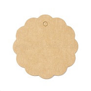 100Pcs Blank Kraft Paper Gift Tags, Wavy Edged Flat Round, BurlyWood, 5.95x0.05cm, Hole: 4mm(CDIS-B001-08)