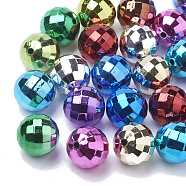Color Plated Acrylic Beads, Faceted, Round, Mixed Color, 12mm, Hole: 2mm, about 500pcs/500g(PACR-R241-02B)