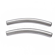 201 Stainless Steel Beads, Curve Tube, Stainless Steel Color, 40x7.5x4mm, Hole: 3mm(STAS-N092-130E-01)