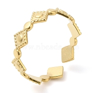 304 Stainless Steel Rhombus Open Cuff Ring for Women, Real 14K Gold Plated, Inner Diameter: 17mm(RJEW-I098-30G)