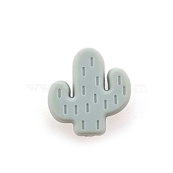 Food Grade Eco-Friendly Silicone Focal Beads, Chewing Beads For Teethers, DIY Nursing Necklaces Making, Cactus, Light Grey, 25x23x8mm, Hole: 2mm(FIND-PW0005-02A-10)
