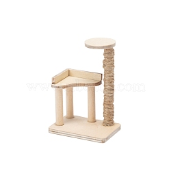 Miniature Wooden Cat Tree, for Dollhouse Accessories Pretending Prop Decorations, Blanched Almond, 48x34x70mm(MIMO-PW0001-059)