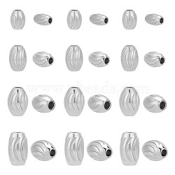 24Pcs 4 Styles 201 Stainless Steel Beads, Barrel, Stainless Steel Color, 5~8x3~6mm, Hole: 1.2~1.8mm, 6pcs/style(STAS-AR0001-56)