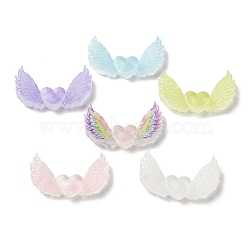 Resin Decoden Cabochons, Heart with Angel Wings, Mixed Color, 20.5~24x36~37.5x5.5~6.5mm(RESI-K035-06)