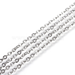 3.28 Feet 304 Stainless Steel Cable Chains, Soldered, Flat Oval, Stainless Steel Color, 2.5x2x0.5mm(X-CHS-F003-09P-D)