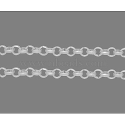 Iron Rolo Chains, Round, Belcher Chain, with Spool, Unwelded, Lead Free & Nickel Free, Silver, 3x1mm(CH-S068-S-FF)