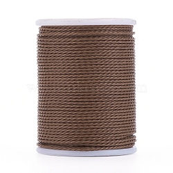 Round Waxed Polyester Cord, Taiwan Waxed Cord, Twisted Cord, Coffee, 1mm, about 12.02 yards(11m)/roll(YC-G006-01-1.0mm-03)
