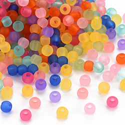 Frosted Transparent Acrylic Beads, Round, Mixed Color, 4mm, Hole: 1.6mm, about 16600pcs/500g(MACR-S371-11A)