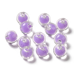 Transparent Acrylic Beads, Bead in Bead, Round, Lilac, 7.5x7mm, Hole: 2mm, about: 2083pcs/500g(OACR-Z006-02C)