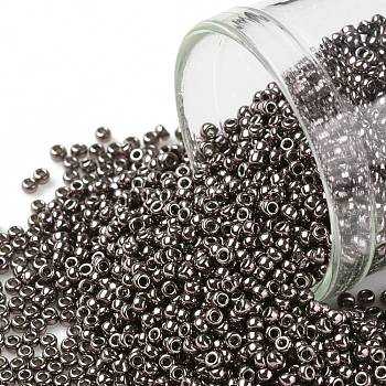 TOHO Round Seed Beads, Japanese Seed Beads, (605) Amethyst Metallic, 15/0, 1.5mm, Hole: 0.7mm, about 15000pcs/50g