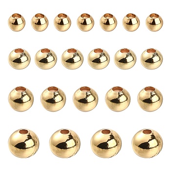 500Pcs 4 Styles Brass Round Spacer Beads, Lead Free & Cadmium Free & Nickel Free, Golden, 2~5mm, Hole: 0.5mm