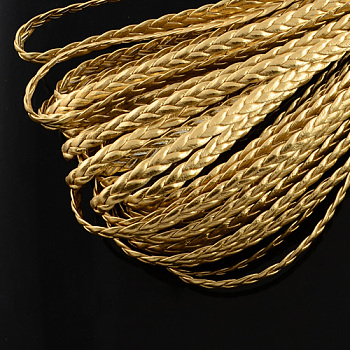 Braided Imitation Leather Metallic Cords, Herringbone Bracelet Findings, Gold, 5x2mm, about 109.36 yards(100m)/bundle