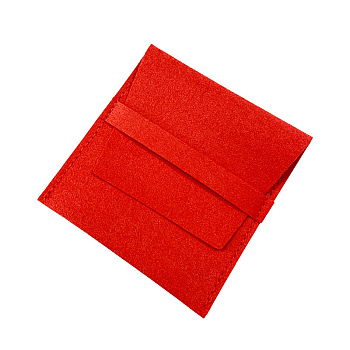 Microfiber Jewelry Envelope Pouches with Flip Cover, Jewelry Storage Gift Bags, Square, Red, 8x8cm