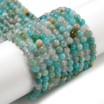 Natural Flower Amazonite Beads Strands, Grade AB, Round, 3~3.5mm, Hole: 0.7mm, about 120~122pcs/strand, 14.96 inch(38cm)