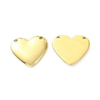 304 Stainless Steel Pendants, Heart Charms, Real 14K Gold Plated, 17x20x3mm, Hole: 1.5mm