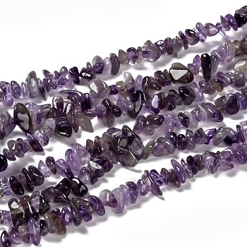 Natural Amethyst Beads Strands, Chips, 5~9x5~9mm, Hole: 1mm
