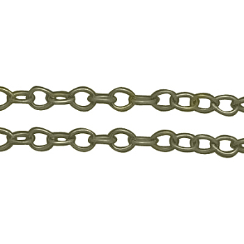 Iron Cable Chains, Unwelded, with Spool, Oval, Lead Free & Nickel Free, Antique Bronze Color, 5x4x1mm, about 164.04 Feet(50m)/roll