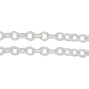Iron Cable Chains, Unwelded, Oval, Lead Free & Nickel Free, with Spool, Silver Color Plated, 5x4x1mm, about 328.08 Feet(100m)/roll