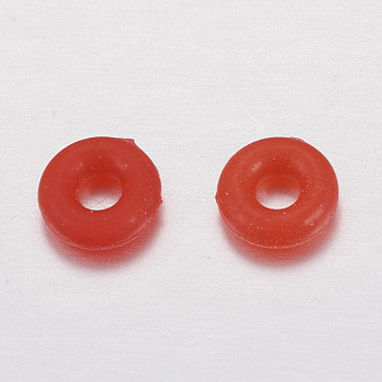 Rubber O Rings, Donut Spacer Beads, Fit European Clip Stopper Beads, Red, 2mm