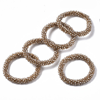 Faceted Transparent Glass Beads Stretch Bracelets, Pearl Luster Plated, Rondelle, Peru, Inner Diameter: 2 inch(5cm)