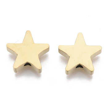304 Stainless Steel Beads, Star, Golden, 11x12x3mm, Hole: 2mm