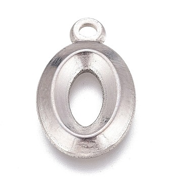 304 Stainless Steel Pendants, Alphabet, Stainless Steel Color, 16x10x2mm, Hole: 1mm