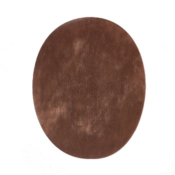 Flocky Cloth Fabric Appliques Iron On Patches, For Costume Accessories, Oval, Saddle Brown, 140x110x0.5mm
