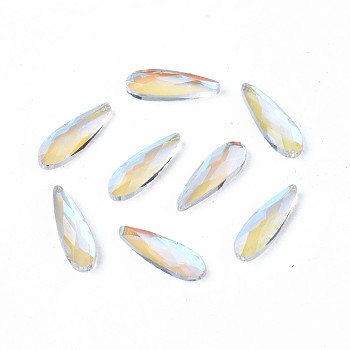 Glass Rhinestone Cabochons, Nail Art Decoration Accessories, Faceted, Teardrop, Clear AB, 8x2.5x1.5mm