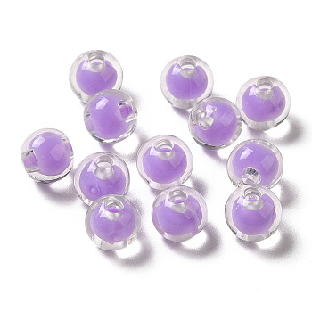 Transparent Acrylic Beads, Bead in Bead, Round, Lilac, 7.5x7mm, Hole: 2mm, about: 2083pcs/500g