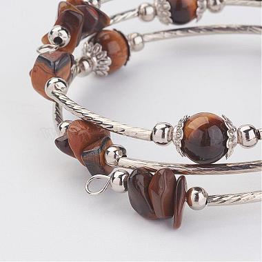 Three Loops Wrap Natural Tiger Eye Beads Bracelets(BJEW-JB02922-04)-2