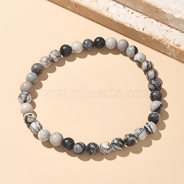 Natural Netstone Bead Stretch Bracelets(X-BJEW-K212-A-021)-2