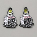 Zinc Alloy Enamel Pendants, Black, Tube, 27.5x18x1.5mm, Hole: 1.8mm(ENAM-CJC0021-20G)