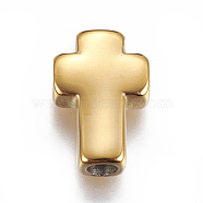 304 Stainless Steel Beads, Cross, Golden, 14x10x4mm, Hole: 2.5mm(X-STAS-F212-066G)