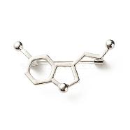 Hollow Chemistry Molecular Structure Brooch, Chemical Formula Iron Alloy Lapel Pin for Nurse Teacher Student, Platinum, 21x40x10mm(JEWB-C012-09A)